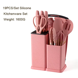 Juego de utensilios de cocina de silicona de 19 piezas al por mayor con mango de madera y cubo de almacenamiento para tablas de cortar - Product Image 2