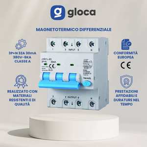 Gloca Differential เซอร์กิตเบรกเกอร์3P + N 30mA 380V ระดับ6KA A 32A - Product Image 2