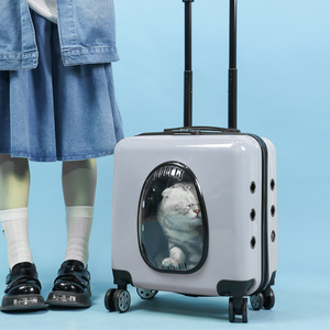 Sac de transport pour chat blanc transparent 7 kg et plus, valise de voyage pour animaux de compagnie - Product Image 3