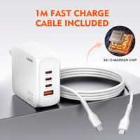 Adaptor Daya GaN Multi-Port LDNIO Q8-MI HyperCharge 100W Pengisi Daya USB-C dengan Pengisian Cerdas 100W untuk Ponsel Tablet Laptop