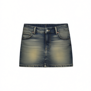 Dark Blue High Waist Asymmetric Denim Skirt Women Medium Wash Regular Fit Summer Style <b>Sexy</b> Knee Length Pants - Product Image 1