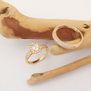 Bague de Fiançailles Tendance pour <span class=keywords><strong>Couple</strong></span>, Zircon Plaqué Or 18 carats, Bague de <span class=keywords><strong>Couple</strong></span> en Laiton Cuivre, Alliances de <span class=keywords><strong>Mariage</strong></span> - Product Image 5