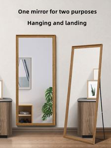 Espejo de Pie de Cuerpo Entero Personalizable de Tendencia 2025 para Baño, Diseño de Europa del Norte, Color Madera de Nogal Claro - Product Image 4