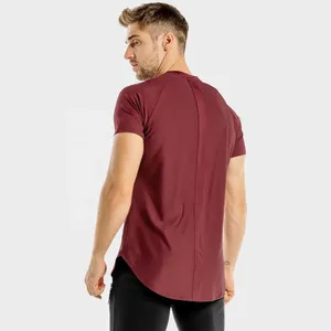 Venta al por mayor de calidad superior de los hombres gimnasio correr deportes camiseta logotipo personalizado estilo béisbol sólido manga corta de punto 100% poliéster - Product Image 2