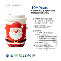 Sarung Cangkir Silikon PVC Natal Custom OEM dengan Logo Merek Santa, Penutup Cangkir Kopi, Hadiah Promosi Perusahaan Grosir