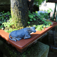 Ornamen Resin Kerbau Kecil Bergaya Pastoral, Miniatur Lanskap Bonsai, Dekorasi Pot Bunga, Hiasan Halaman, Batu Taman, Dekorasi Air Mancur