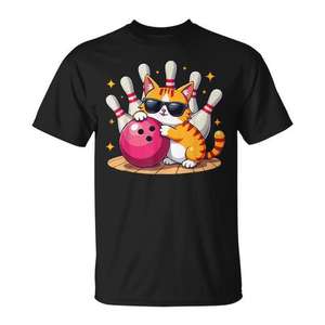 Camiseta con estampado de gato lindo con gafas de sol para mujer, manga corta, cuello redondo, impresión digital, deportes y juegos, para mujer adulta - Product Image 1