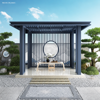 Pergola motorisée en aluminium de style chinois MEIXIN ORLANDO avec bande LED, lames orientables, double vitrage trempé, pour résidences et hôtels