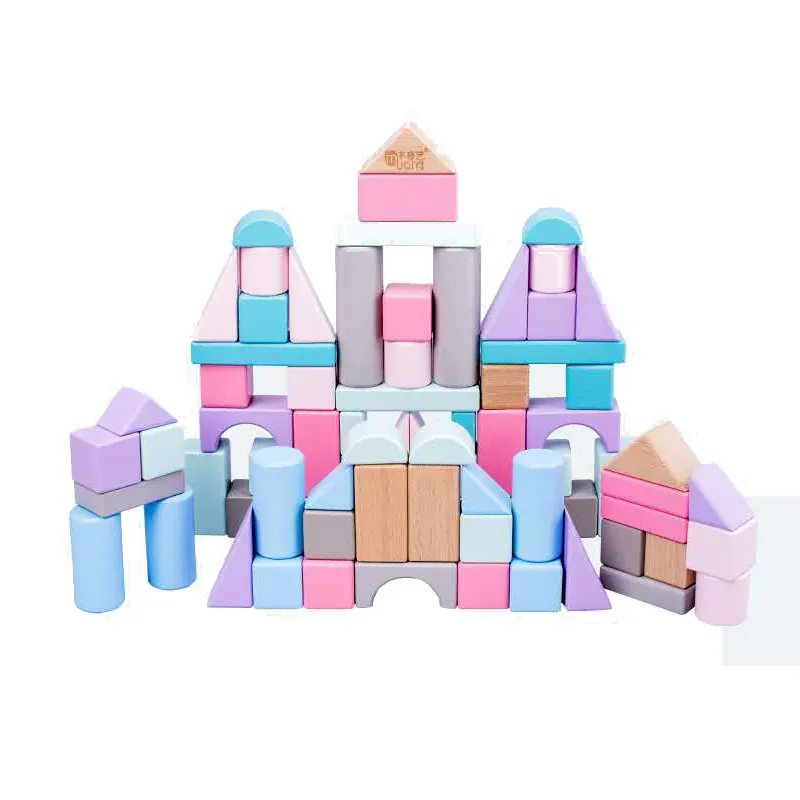 75 pezzi di alta qualità per bambini fai-da-te set di blocchi personalizzati in legno colorato per bambini Puzzle car set giocattoli per bambini