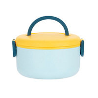 Ensemble de 2 flacons alimentaires ronds en plastique empilables à double couche pour enfants pour salade et micro-ondes Boîte à lunch Bento pour enfant