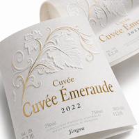 Etiquetas de Vino de Lujo con Estampado en Caliente con Lámina Dorada, Etiquetas Personalizadas de Papel Texturizado para Botellas de Vino, para Marcas de Bodegas B2B
