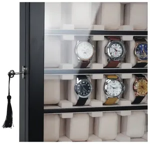 Khe cắm đồng hồ bằng gỗ màu đen thu gom hộp hiển thị đồng hồ tủ đứng - Product Image 6