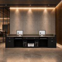 Comptoir de réception de salon moderne, long et sombre, avec éclairage LED, pour salon de beauté, personnalisable