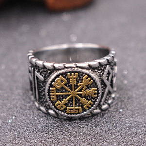 Anillos <span class=keywords><strong>de</strong></span> <span class=keywords><strong>Acero</strong></span> Quirúrgico Personalizados al por Mayor, Chapados en Oro Vintage, con Símbolo <span class=keywords><strong>de</strong></span> Tenedor <span class=keywords><strong>de</strong></span> Pescado, Joyería Vikinga <span class=keywords><strong>para</strong></span> <span class=keywords><strong>Hombre</strong></span> - Product Image 5