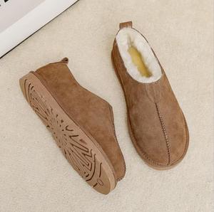2023 décontracté durable chaud en cuir souple doublé de fourrure chaussures d'hiver mocassins pour hommes - Product Image 4