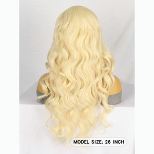 Bella fibra resistente al calore colore biondo 613 parrucche sintetiche lunghe ricci onda grande V parte 300g senza spargimento nessun groviglio - Product Image 3