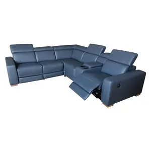 Sofá eletrônico de couro de luxo moderno, sofá seccional de couro e de forma l para sala de estar