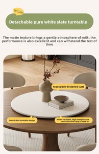 Kem phong cách vòng thiêu kết đá bàn ăn thiết lập với bàn xoay rắn gỗ cơ sở đơn giản Walnut màu bàn tròn - Product Image 6