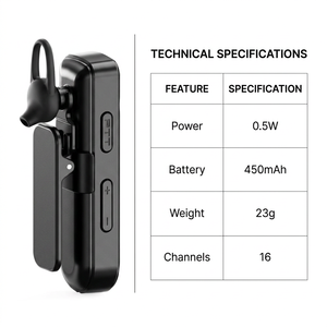 KENEARD KE-05 Mini Walkie Talkie Analógico UHF 400-480MHz 16 Canales 0.5W Radio Bidireccional Portátil con Clip <span class=keywords><strong>de</strong></span> Oreja para <span class=keywords><strong>Hotel</strong></span> y Restaurante - Product Image 6