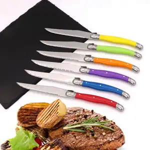 24pcs Laguiole Rainbow Dinnerware set Stainless steel Steak Knife Dinner Fork Spoon Teaspoon Black Cutlery