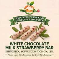 Barras de Chocolate Blanco con Leche y Fresa Premium al por Mayor OEM, Snack Dulce Frutal a Granel Directo de Fábrica