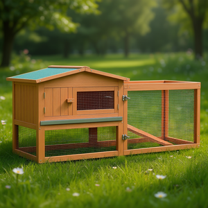 กรงกระต่ายไม้ 2 ชั้น พร้อมรางเลื่อนแบบถอดได้ ใช้ได้ทั้งในบ้านและนอกบ้าน สำหรับสัตว์เลี้ยงขนาดเล็ก รูปทรงสี่เหลี่ยมผืนผ้า แข็งแรง ทนทาน - Product Image 2