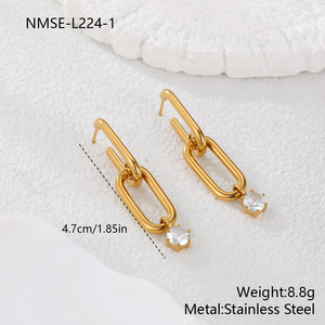 Pendientes de Acero Inoxidable con Incrustaciones de Diamantes, Modernos, con Circonitas, Estilo Único y de Alta Gama - Product Image 3