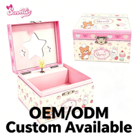 Boîte à bijoux musicale personnalisée en papier écologique avec figurine tournante miroir étoile, motif ours, lapin, fraise, cadeau pour enfants