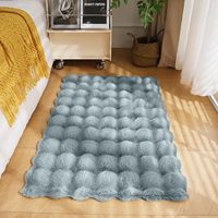 Vente en gros de tapis confortables en fausse fourrure en poils de lapin, tapis jacquard pour chambres et salons en peluche, tapis à poils longs