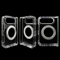Étui de téléphone transparent avec anneau magnétique pour iPhone 18, support pliable rotatif en métal, coque de protection rigide transparente