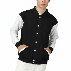 Custom Embroidery Logo Men Varsity <b>Jacket</b> Letterman Winter Casual <b>Mandarin</b> <b>Collar</b> Warm Fleece <b>Jacket</b> - Product Image 1