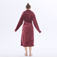 Peignoir Hiver Long Femme Luxe Élégant Grande Taille Confort Doux Chaud en Molleton Polaire Uni pour Adultes