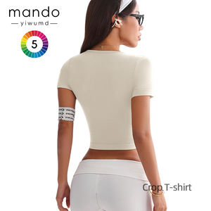 Yiwu เสื้อยืดครอปรัดรูปแขนสั้นของผู้หญิงเสื้อยืดครอปเซ็กซี่รัดรูปแห้งแขนสั้นสำหรับฟิตเนสพิลาทิสโยคะ - Product Image 5