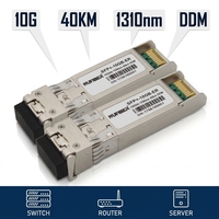 Transceiver 10GBASE-ER SFP+ 40km, Modul Optik 10Gbps 1550nm SMF Duplex LC, Modul Fiber Kelas Operator STM-64 OC-192 dengan DDM