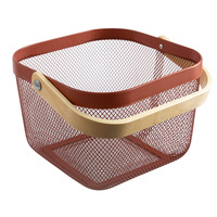 Creatieve geometrische ijzeren vergulde zwarte metalen fruitmand met gaas, modern design voor keuken, voedsel, servies, opbergruimte, recyclebaar
