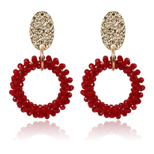 Boucles d'oreilles pendantes pour femmes, en cristal rose, strass, plaqué or, bijoux de fête tendance, boucles d'oreilles pendantes à la mode - Product Image 6