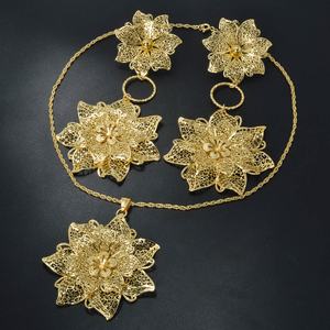 Ensemble de bijoux de mariée en cuivre plaqué or 14 carats de luxe - Product Image 5