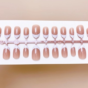<span class=keywords><strong>Uñas</strong></span> Postizas Francesas Clásicas Color Nude, Pre-Diseñadas, Estilo Simple y Elegante, Forma Ovalada, <span class=keywords><strong>Uñas</strong></span> Terminadas Versátiles, Venta al Por Mayor - Product Image 4