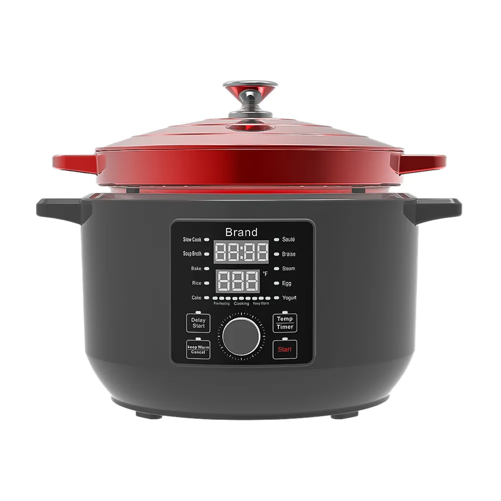 6L 1500W 5 en 1 eléctrico esmaltado Braise olla de cocción lenta Sear Saute calentador de alimentos electrodomésticos utensilios de cocina sartén eléctrica hornos holandeses