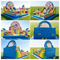 Château Gonflable Commercial en PVC avec Toboggan, Manège et Grande Roue, Aire de Jeux Gonflable pour Enfants, Idéal pour la Location Commerciale en Extérieur