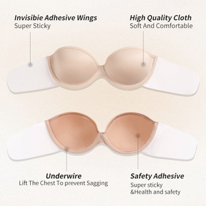 Soutien-gorge adhésif <span class=keywords><strong>sans</strong></span> bretelles classique pour femme, bonnets A à E, <span class=keywords><strong>avec</strong></span> armatures, push-up, à bandes latérales adhésives et dos nu - Product Image 6