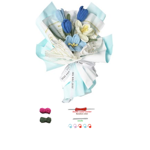 Kit de flores de tulipán de flores de ganchillo de <span class=keywords><strong>lana</strong></span> DIY, ramo de flores de punto de ganchillo hecho a mano para florero de boda - Product Image 1
