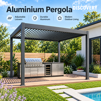 Pergola de jardin en aluminium avec auvent rétractable à fermeture éclair, imperméable, pour protection solaire extérieure