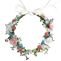 Serre-tête Couronne de Roses en Papier en Gros d'Usine, Guirlande de Fleurs Artificielles Colorées pour Femmes, Accessoire Cheveux pour Fêtes et Cérémonies
