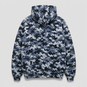 Sudadera con capucha de doble capa personalizada, estampado de camuflaje Pixel, corte holgado, forro polar cepillado, estilo urbano, unisex, 100% poliéster, ODM - Product Image 5