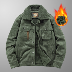 Giacca invernale impermeabile da uomo in pile spessa in poliestere/cotone ecologica Casual con chiusura a bottone frontale a tinta unita - Product Image 3