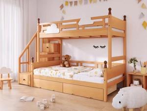 KIDS <strong>Beds</strong> Custom Built Small Kids Adjustable Double Loft Natural Solid Wood Bunk <strong>Beds</strong> <strong>With</strong> Stairs Kids Bunk <strong>Beds</strong> - Product Image 5