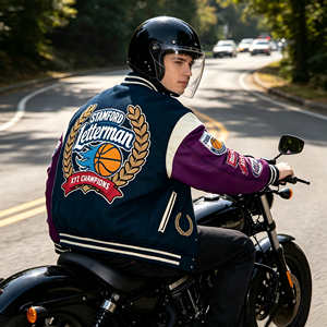 Chaqueta de Béisbol Bordada con Detalles Elaborados, Estilo Universitario y Motociclista, para Reuniones Urbanas y Personalización de Equipos, Venta al Por Mayor de Fábrica ODM - Product Image 5
