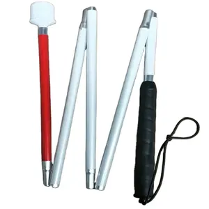 Lightweight Red & White Reflector Tape Aluminium Folding blind cane for Visually Impaired