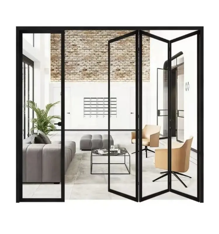 Haute qualité meilleur prix Double verre trempé feuilleté mat transparent porte pliante coulissante japonaise en alliage d'aluminium